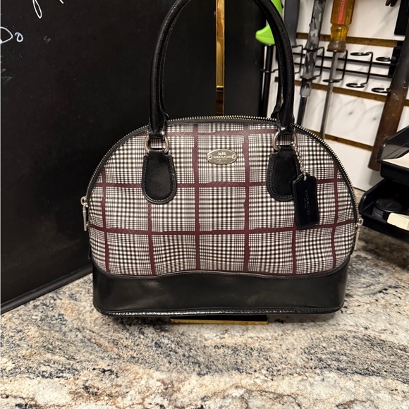Coach Black and Brown Plaid Shoulder Bag - Picture 1 of 7